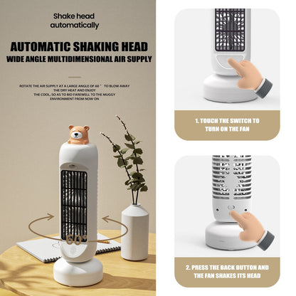 Compact Cute Bear Portable Fan Humidifier