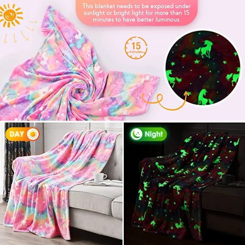 Soft Glow Blanket with Stars and Hearts Design