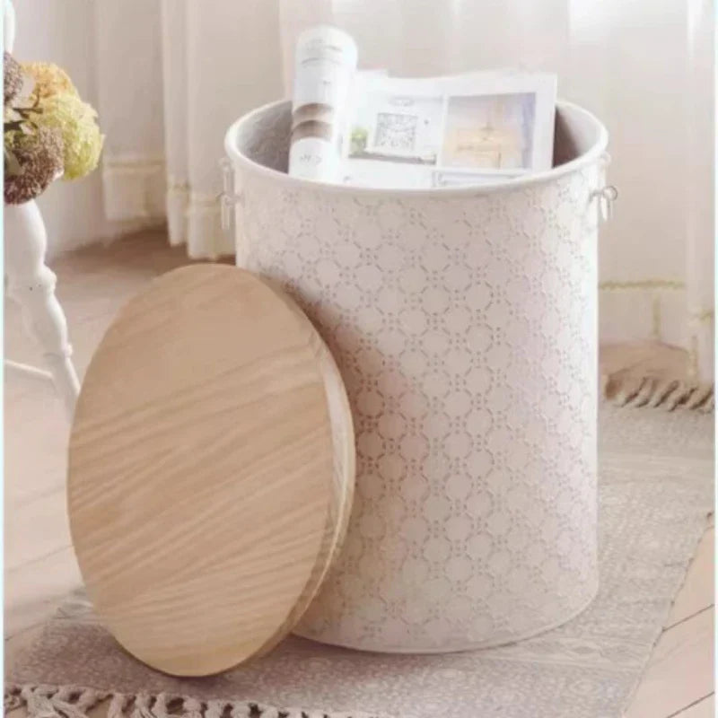 Compact Metal End Table with Storage Basket