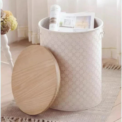 Compact Metal End Table with Storage Basket