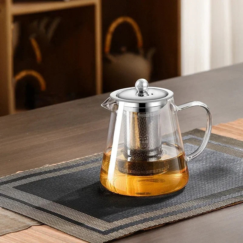 Large Heatproof Glass Teapot with Stainless Steel Infuser - Fesara