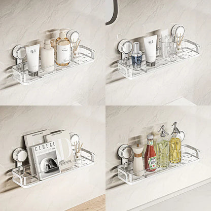Adhesive Wall Shelf with Suction Cup for Kitchen & Bathroom