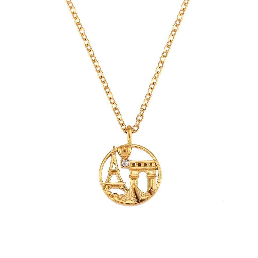 Gold Explorer World Travel Necklace - Fesara