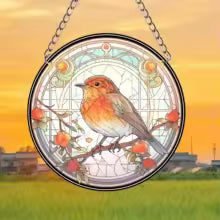 Colorful Owl Glass Window Pendant Decor Gift