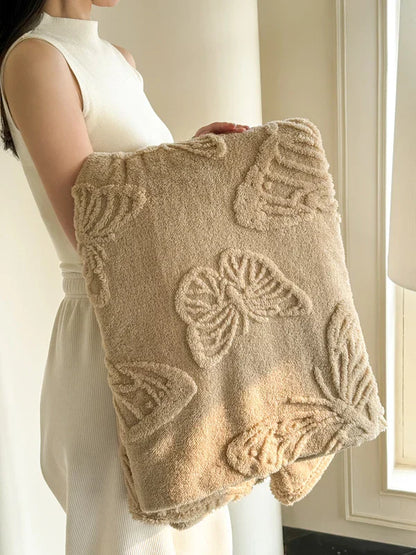 Cozy Plush Blanket with 3D Floral Pattern