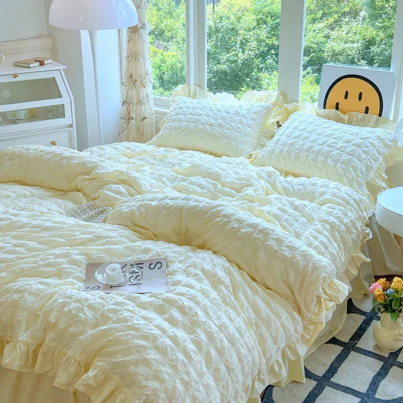 Soft Ruffled Bedroom Duvet Cover Set