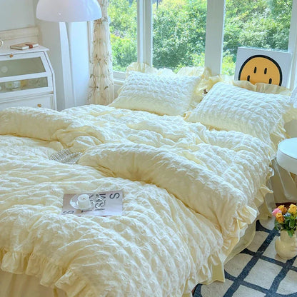 Soft Ruffled Bedroom Duvet Cover Set
