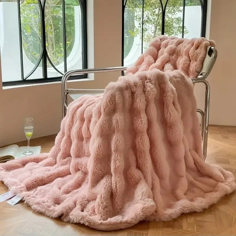Soft Plush Reversible Throw Blanket Home Decor