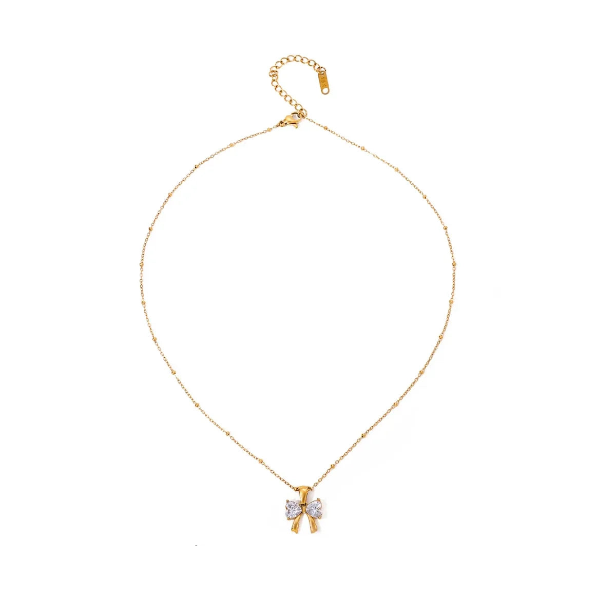 Delicate Women's Bow Diamond Necklace