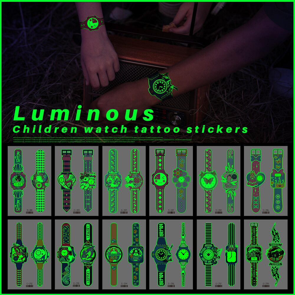 Glowing Temporary Tattoo Watch Skin