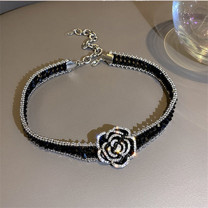 Dark Rose Crystal Pendant Necklace - Fesara