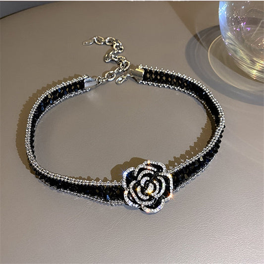 Dark Rose Crystal Pendant Necklace - Fesara