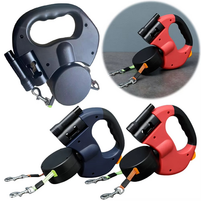 Durable Dual Dog Leash with LED Night Light