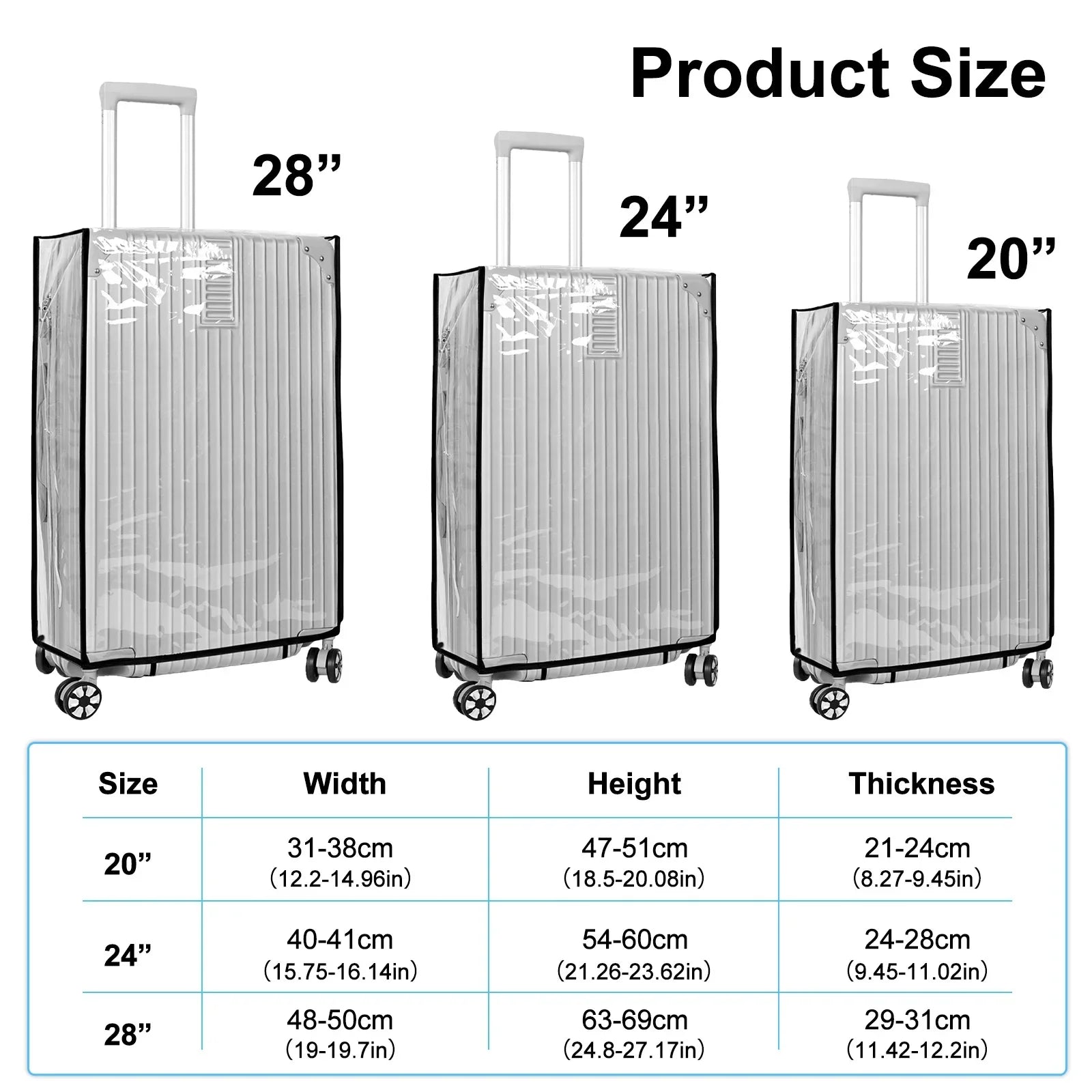 Clear Protective Travel Luggage Cover - Fesara