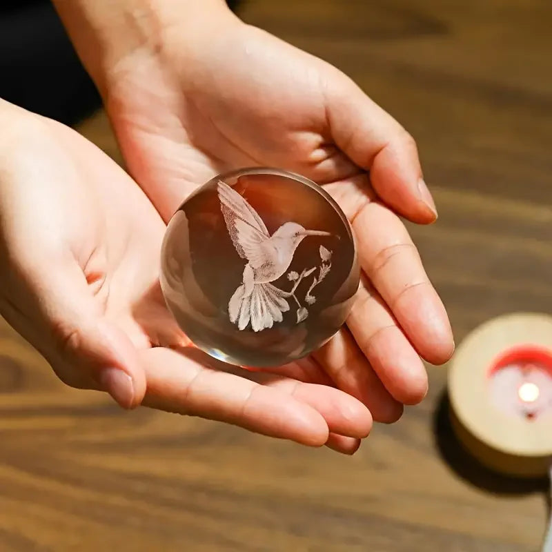Colorful Crystal Bird Figurine with LED Light Base
