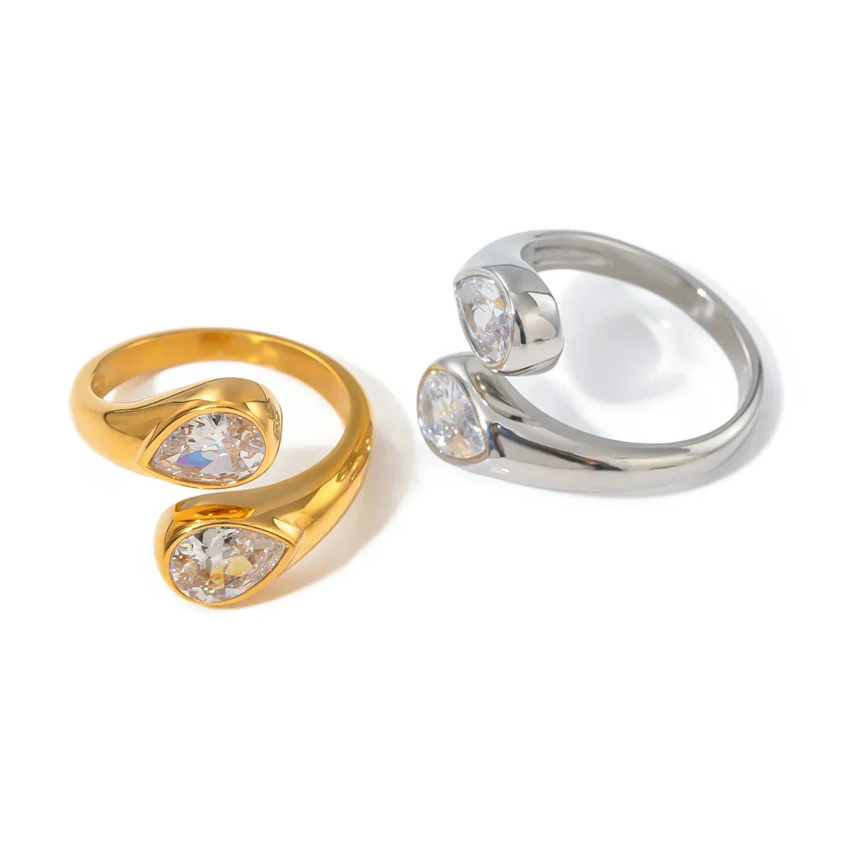 Elegant Drop Diamond Wrap Ring
