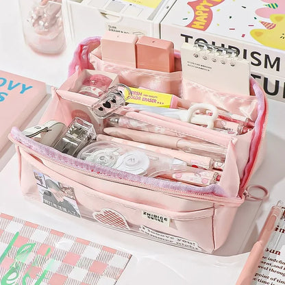 Clear Pencil Case with 10 Pockets