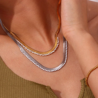 Luxury Herringbone Diamond Sparkle Necklace