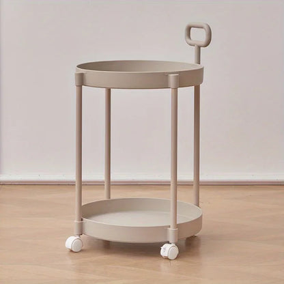 Portable 2-Tier Rolling Side Table with Handle - Fesara