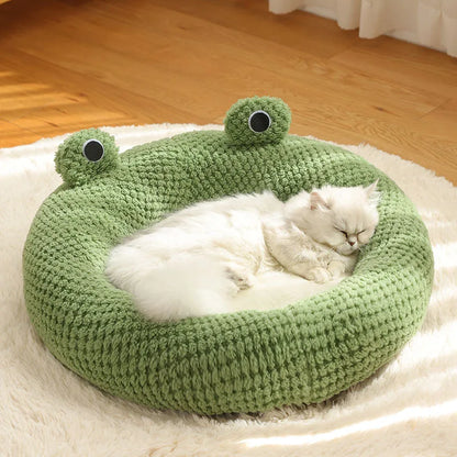 Cozy Pet Hideaway Plush Frog Cave Bed - Fesara