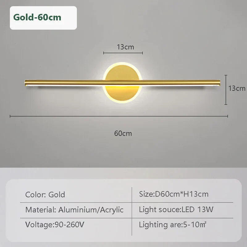 Luxury LED Wall Lamp Black Gold 3 Color