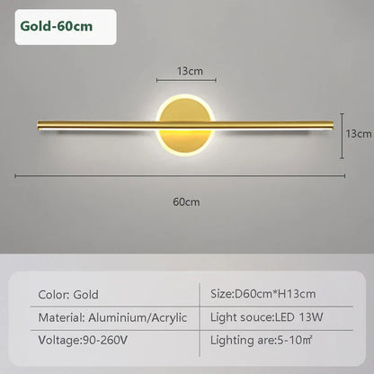 Luxury LED Wall Lamp Black Gold 3 Color