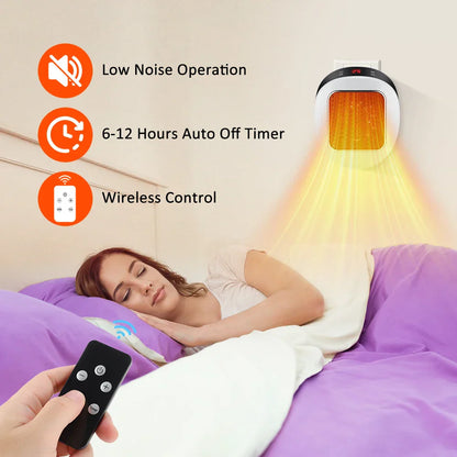 Compact 600W Electric Wall Heater with Remote