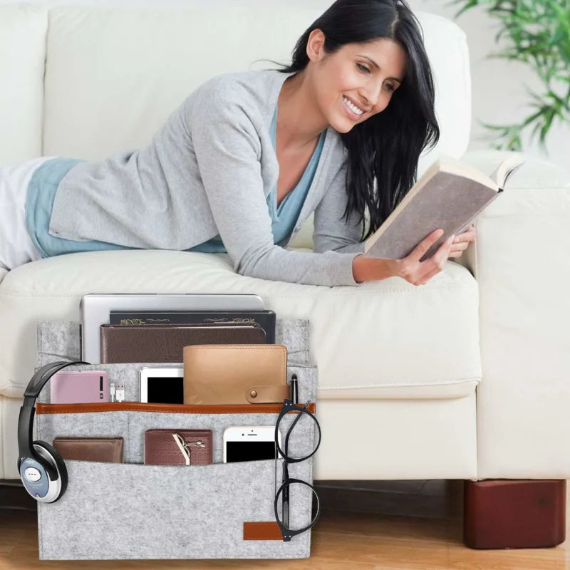 Hanging Bedside Storage Bag for Tablets and Remotes