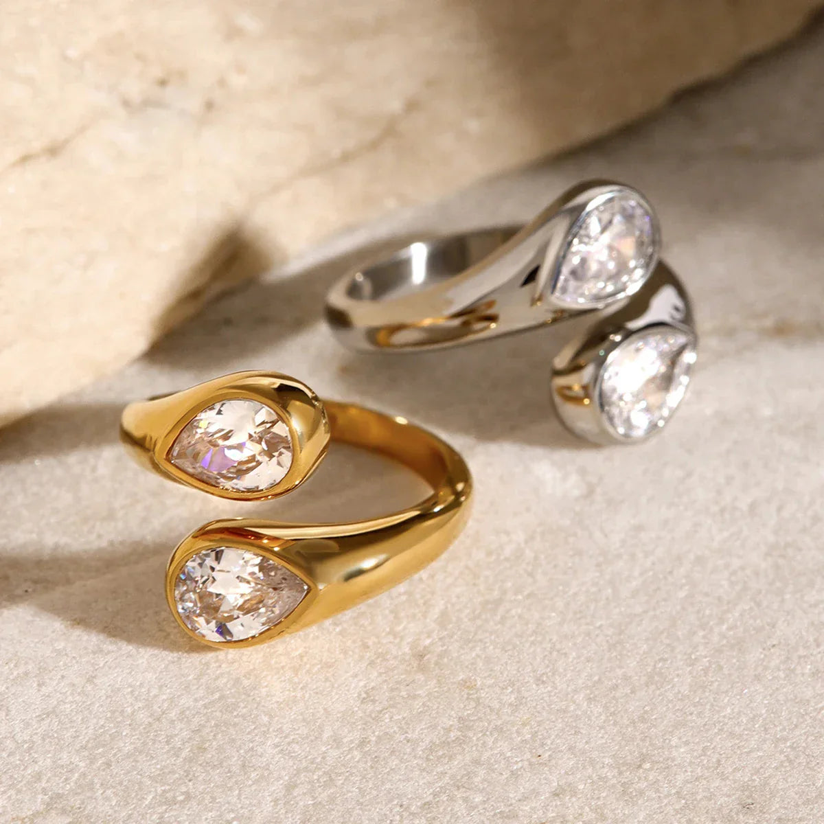 Elegant Drop Diamond Wrap Ring