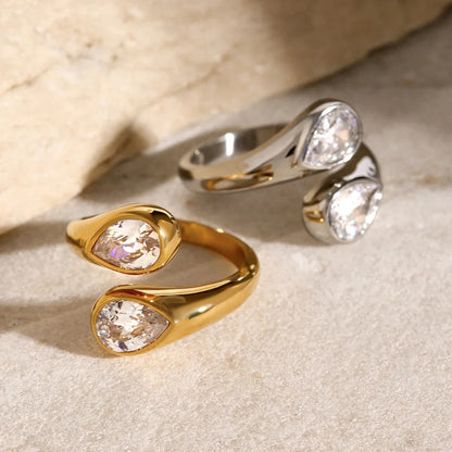Elegant Drop Diamond Wrap Ring