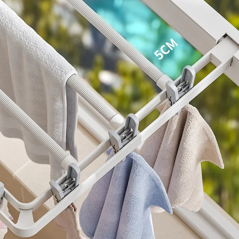 Compact Wall Mounted Folding Dryer Rack with Clips