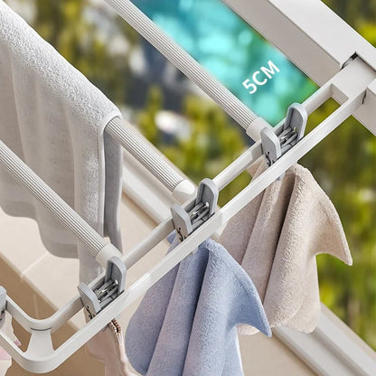 Compact Wall Mounted Folding Dryer Rack with Clips