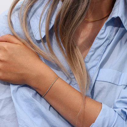 Delicate 2mm Thin Chain Bracelet Necklace Set