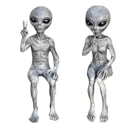 Alien Garden Statue UFO Decor Figurine