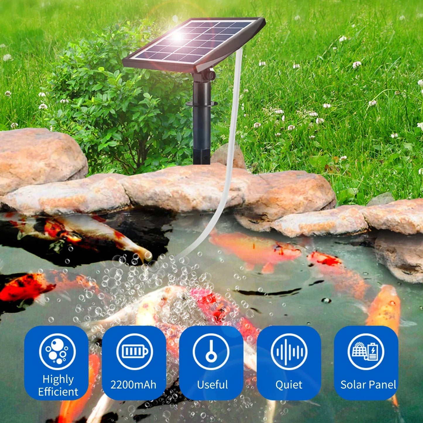 Solar Powered Pond Aquarium Air Pump Kit