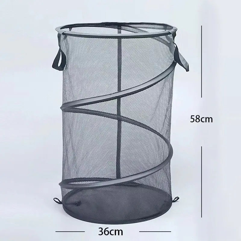Portable Folding Laundry Hamper with Mesh Panels