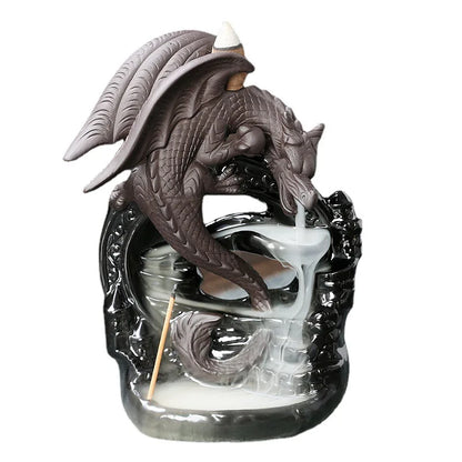 Dragon Ceramic Incense Burner Backflow Design for Home