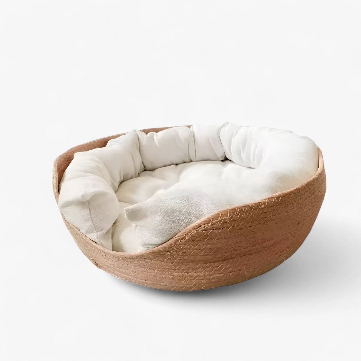 Natural Bamboo Pet Bed with Plush Cushion