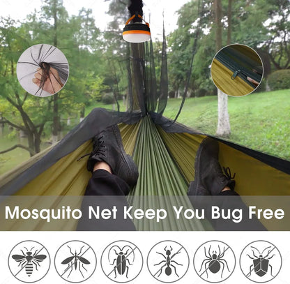 Lightweight Portable Camping Hammock with Bug Net & Rain Fly