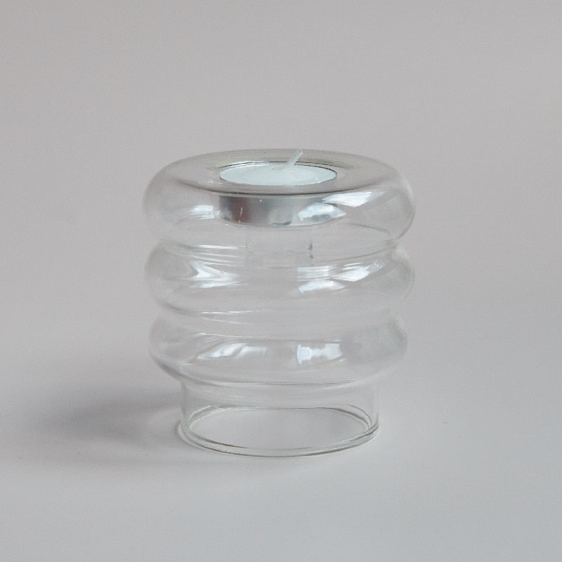 Elegant Double Glass Candle Stand - Fesara
