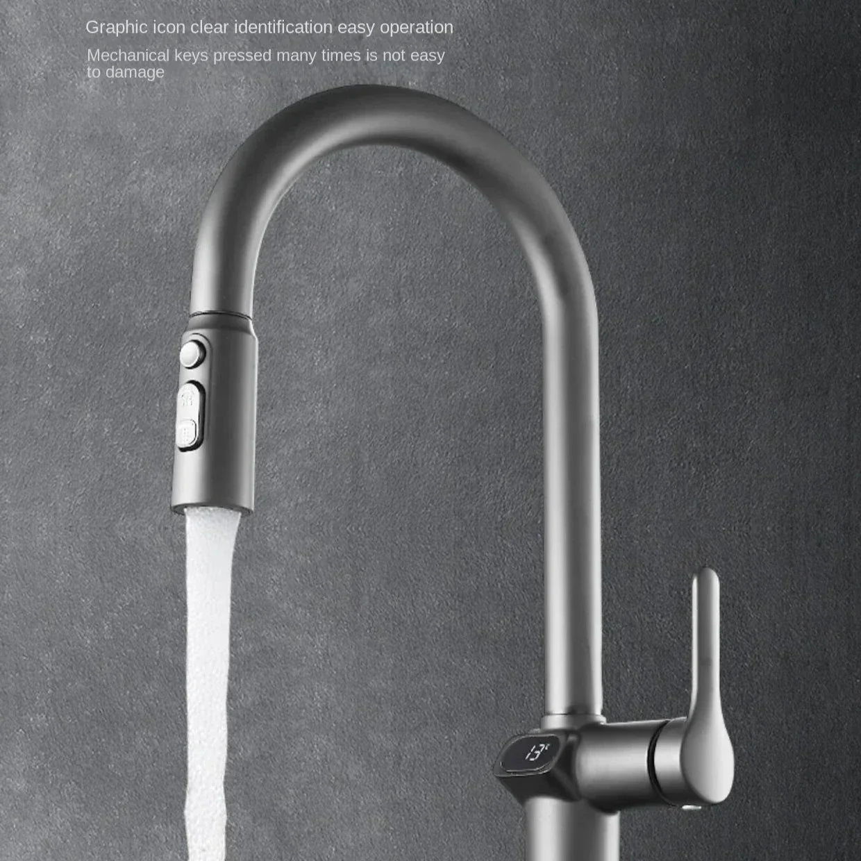 Touch Control Kitchen Faucet with LED Display and Rotating Spout