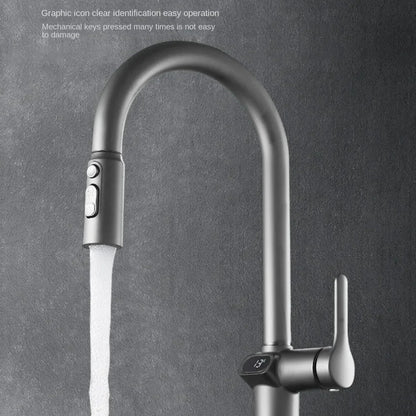 Touch Control Kitchen Faucet with LED Display and Rotating Spout