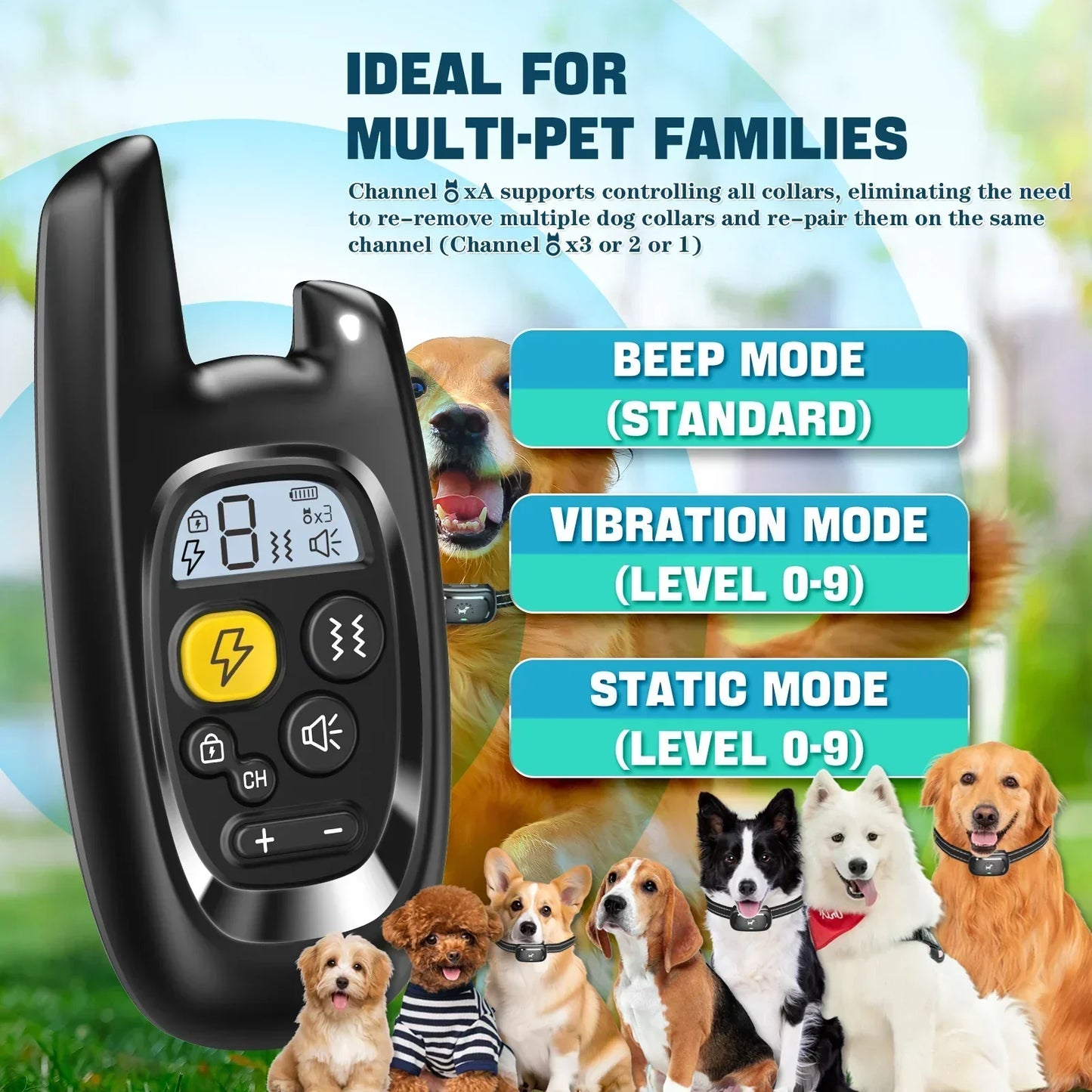 Waterproof Rechargeable Dog Training Collar with Remote