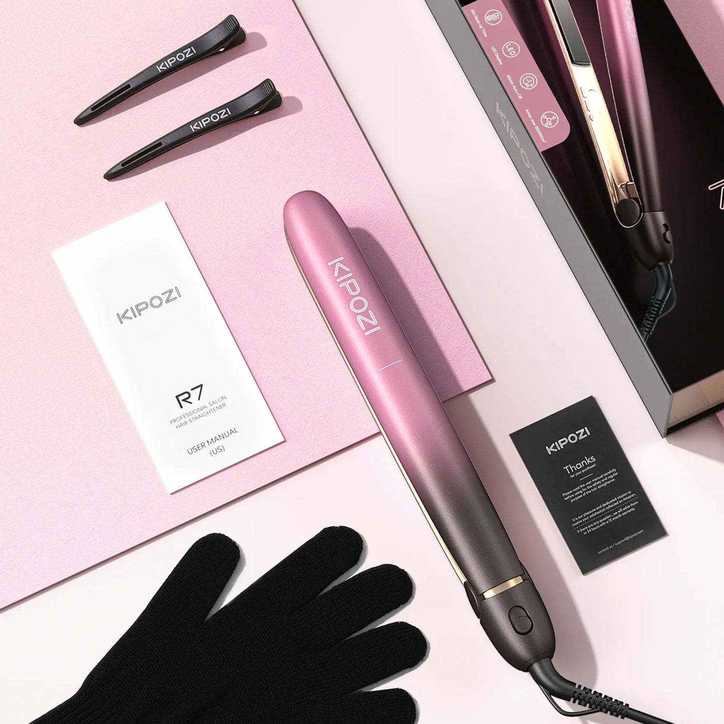 Premium Rose Gold Flat Iron & Curling Tool