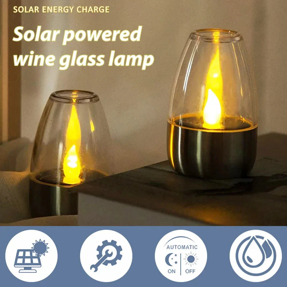 Outdoor Solar Powered Candle Lamp Warm White LED