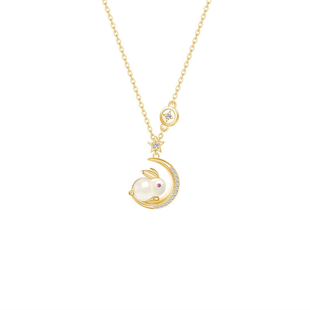 Shiny Rabbit Lunar Pendant Necklace