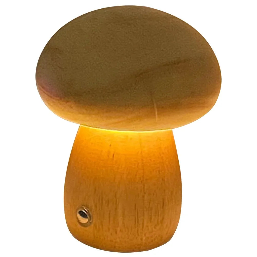 Wooden Dimmable LED Mushroom Table Lamp