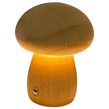 Wooden Dimmable LED Mushroom Table Lamp