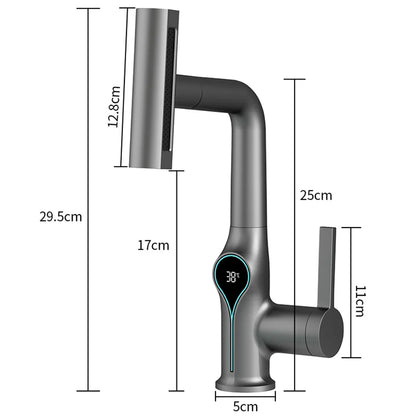Modern Faucet with LED Temperature and Spray Nozzle