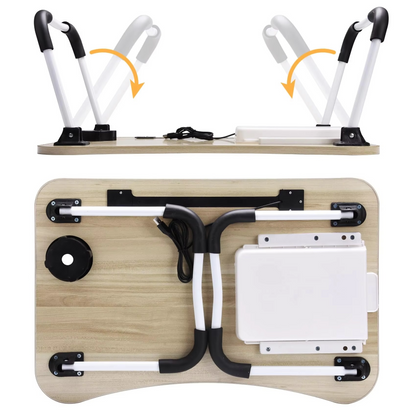 Compact Foldable Laptop Desk with LED Light and Fan